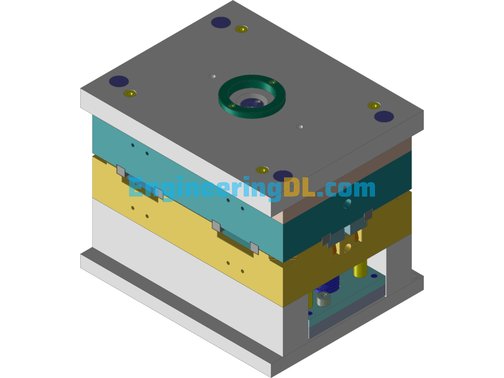 Square Electrical Box Injection Mold 3D+CAD Drawings (AutoCAD, UGNX), 3D Exported Free Download