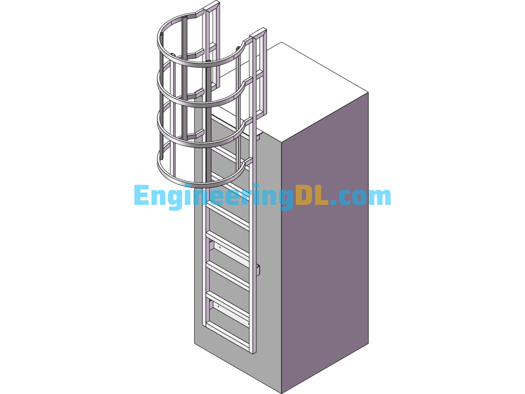 Square Tube Climbing Ladder Schematic SolidWorks Free Download