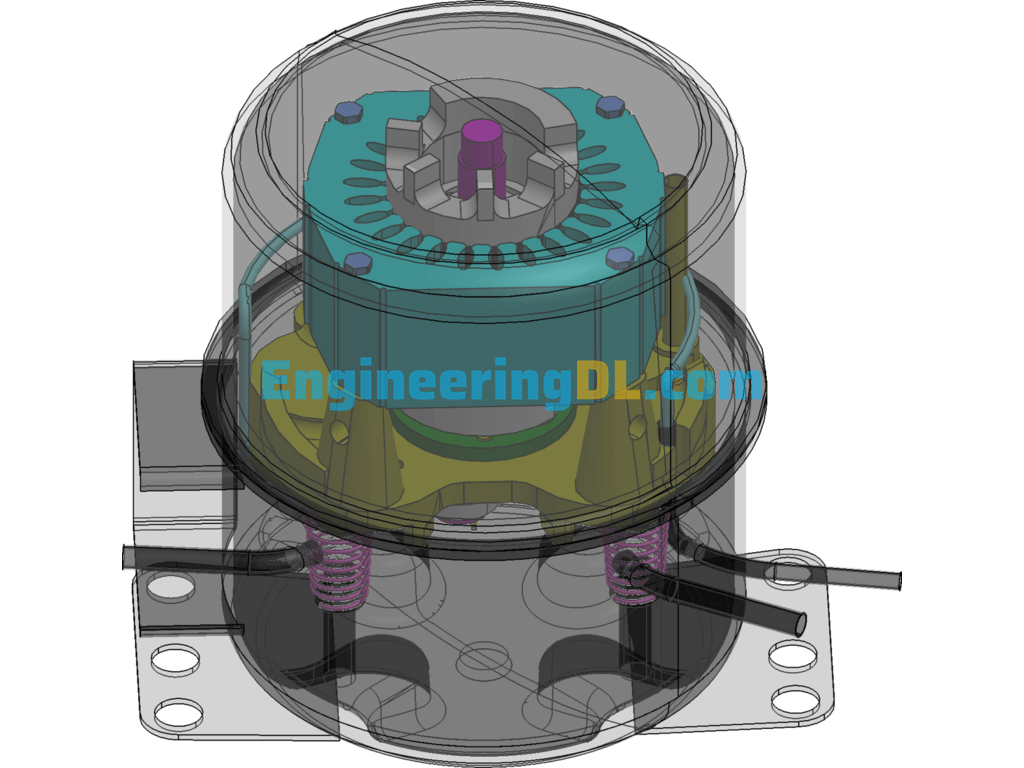 Rotary Refrigerator Compressor SolidWorks, 3D Exported Free Download