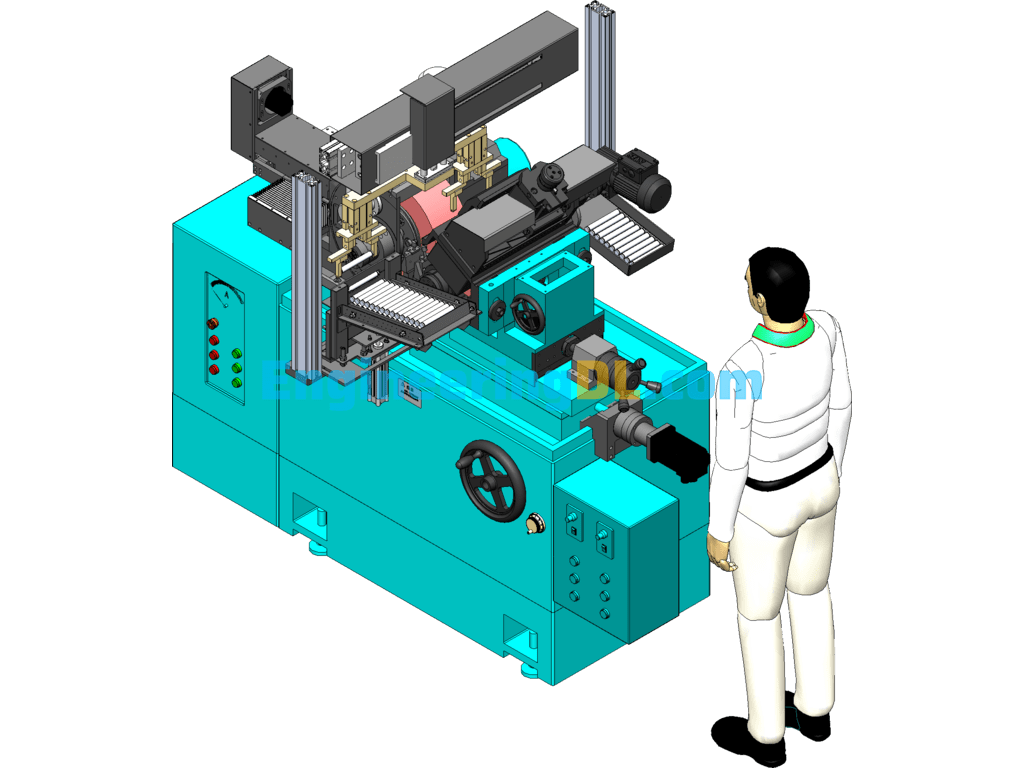 Centerless Grinding Machine Loading SolidWorks, 3D Exported Free Download
