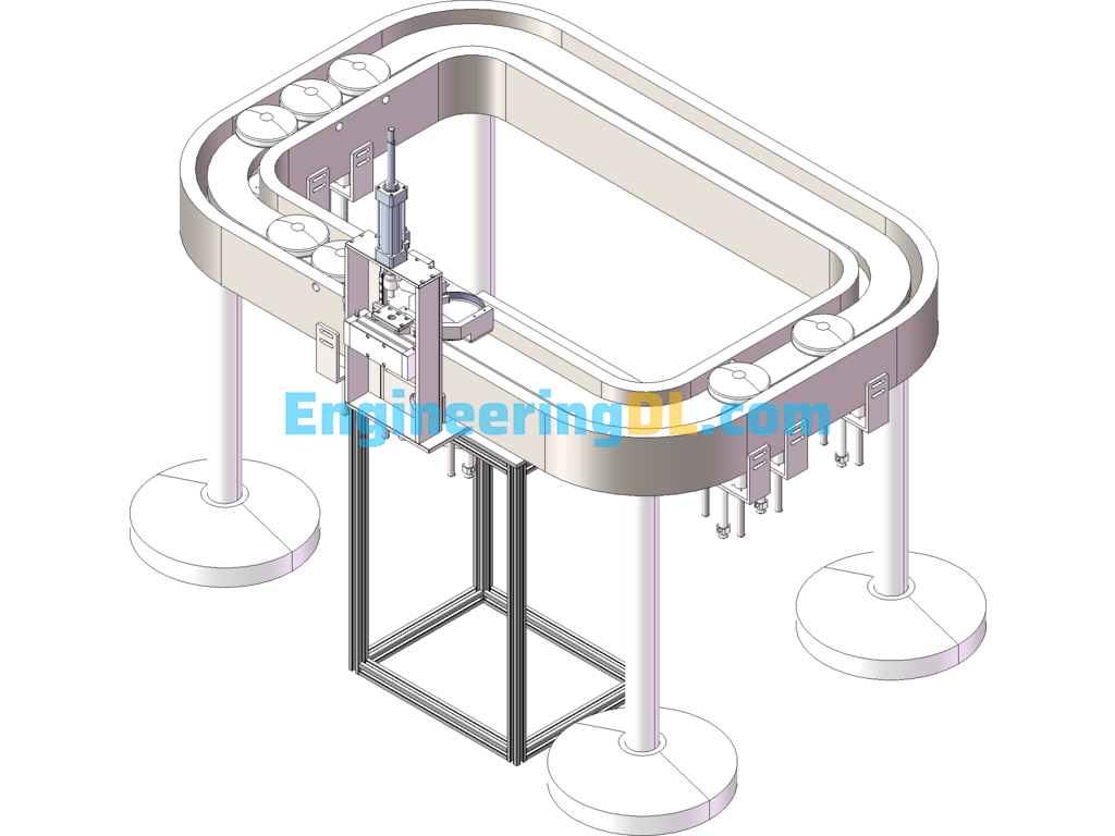Hitachi Loop Line Quadratic Loop Conveyor Line 3D+CAD SolidWorks, AutoCAD, 3D Exported Free Download