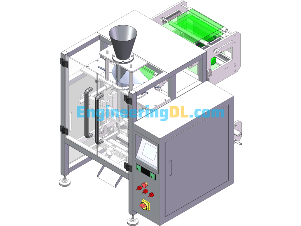 Intelligent Double Transport Film Longitudinal Sealing And Cross-Sealing Packaging Machine SolidWorks Free Download