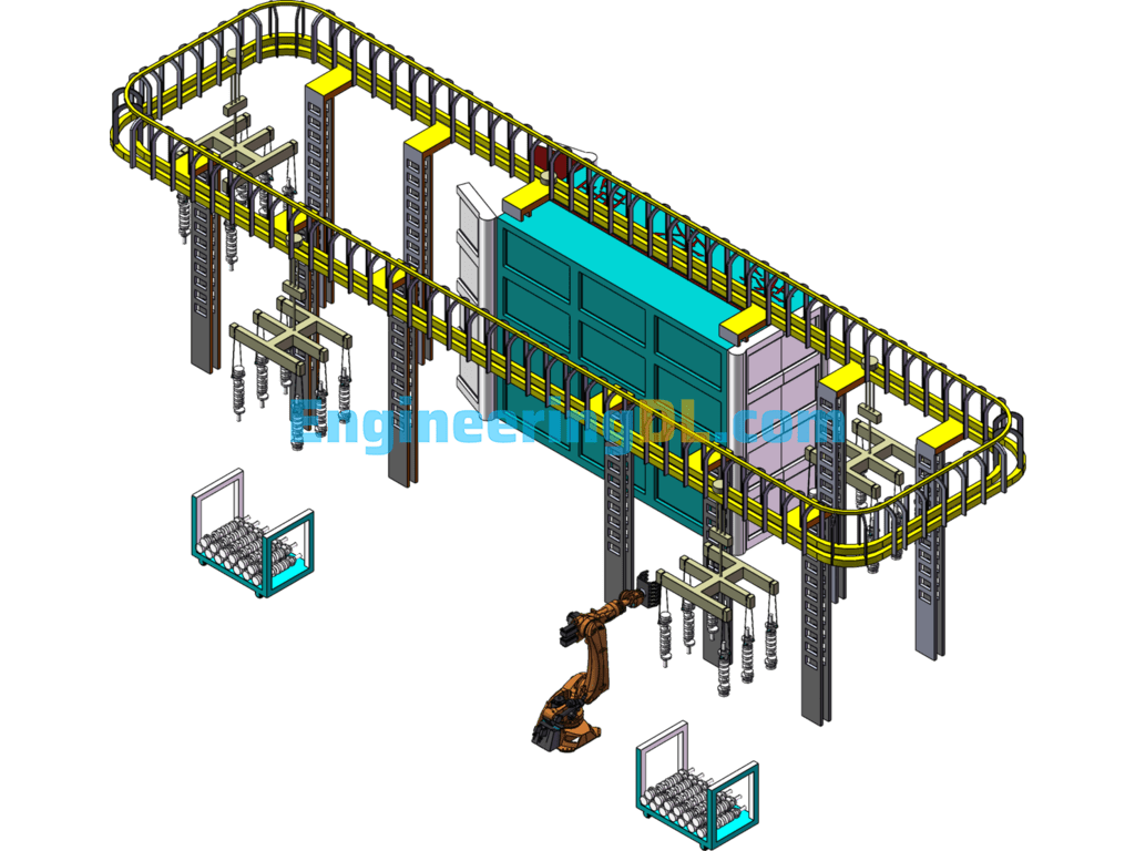 Crankshaft Heat Treatment Robot Loading And Unloading Tooling Equipment SolidWorks, 3D Exported Free Download
