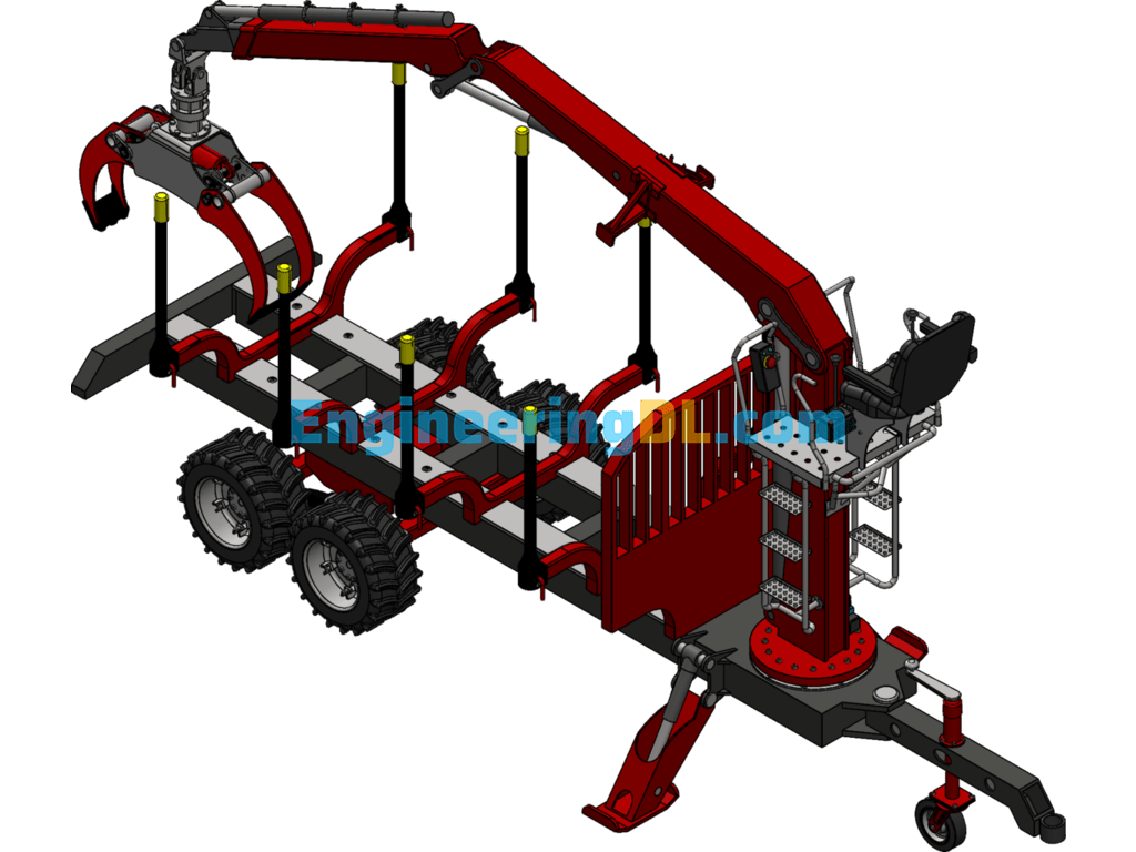 Wood Loading And Unloading Trailer (Robotic Loading And Unloading) SolidWorks, 3D Exported Free Download