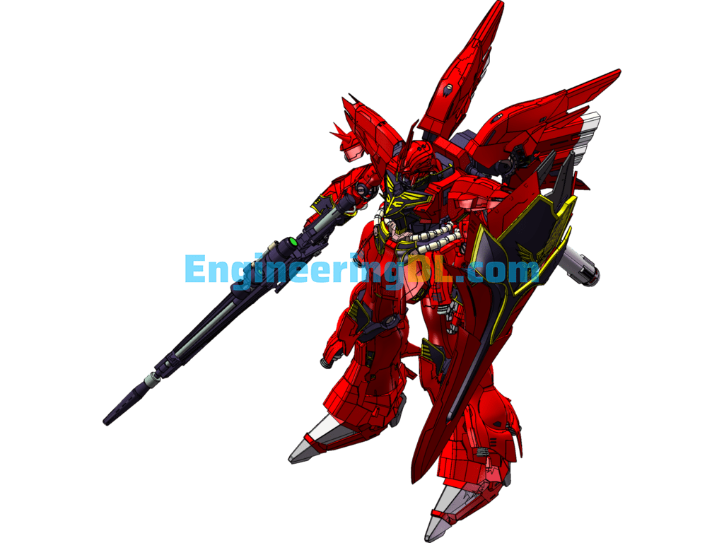 Mobile Suit Gundam Unicorn MSN-06S SolidWorks, 3D Exported Free Download