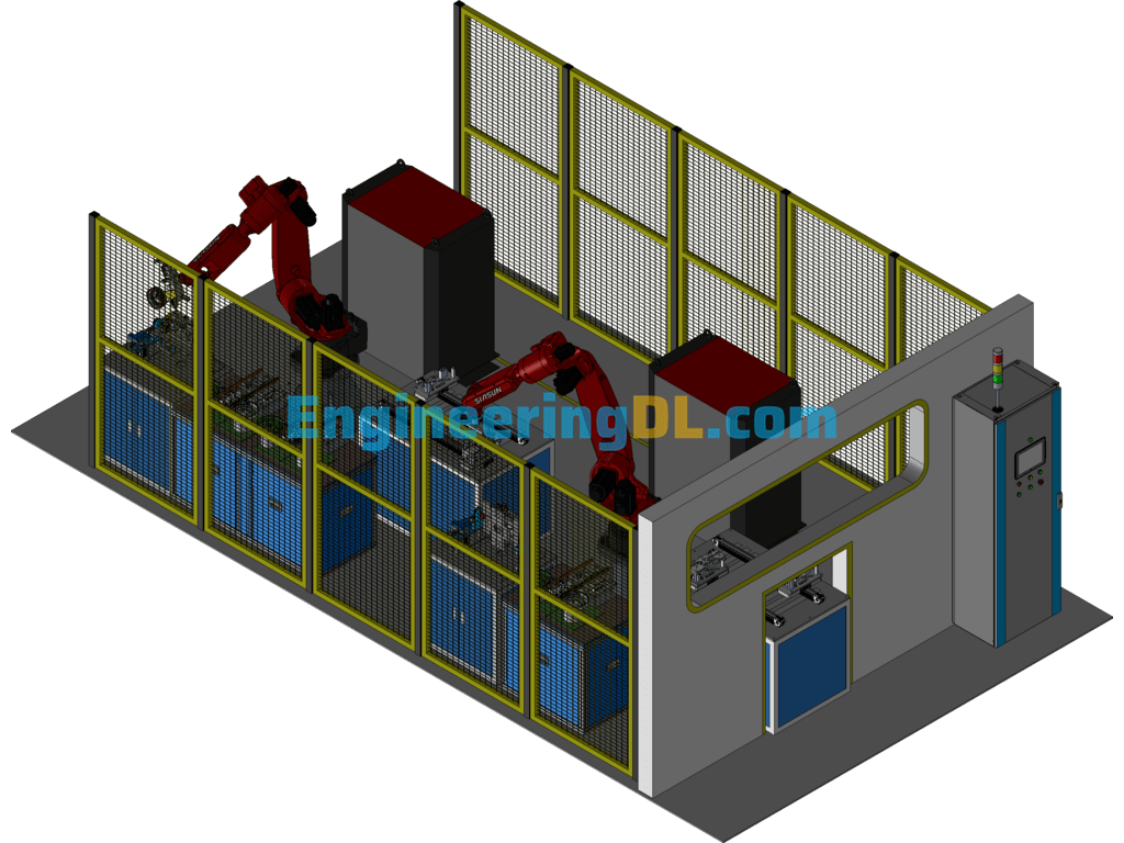Robotic Collaborative Assembly Line 3D Exported Free Download
