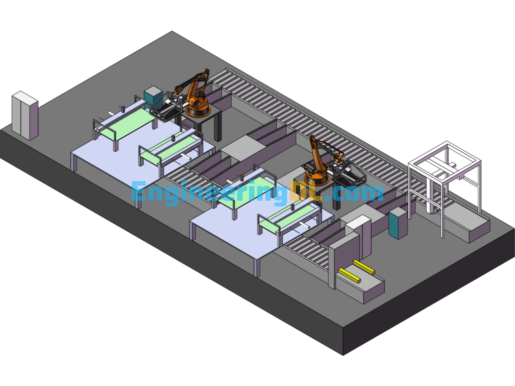 Robotic Circulation Line SolidWorks, 3D Exported Free Download