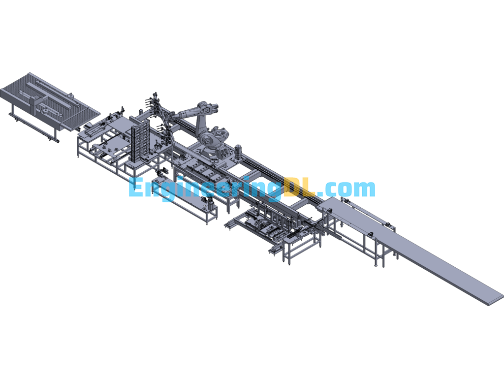 Robot-Operated Automated Production Line eDrawings, 3D Exported Free Download