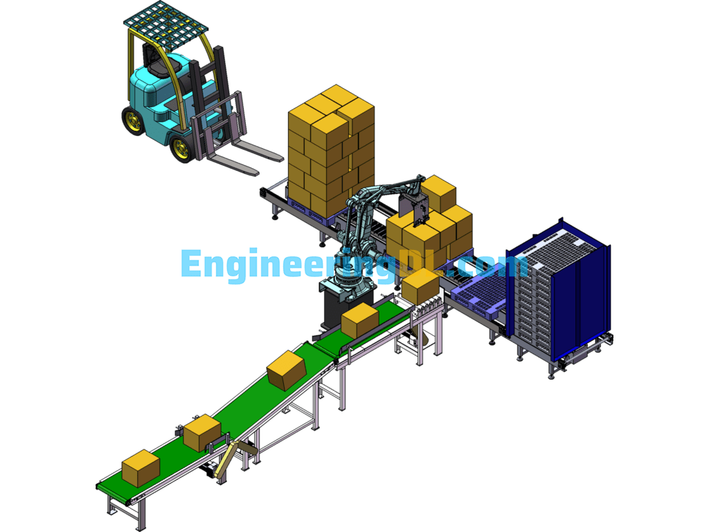 Robot Palletizing Line Cardboard Assembly Line SolidWorks Free Download