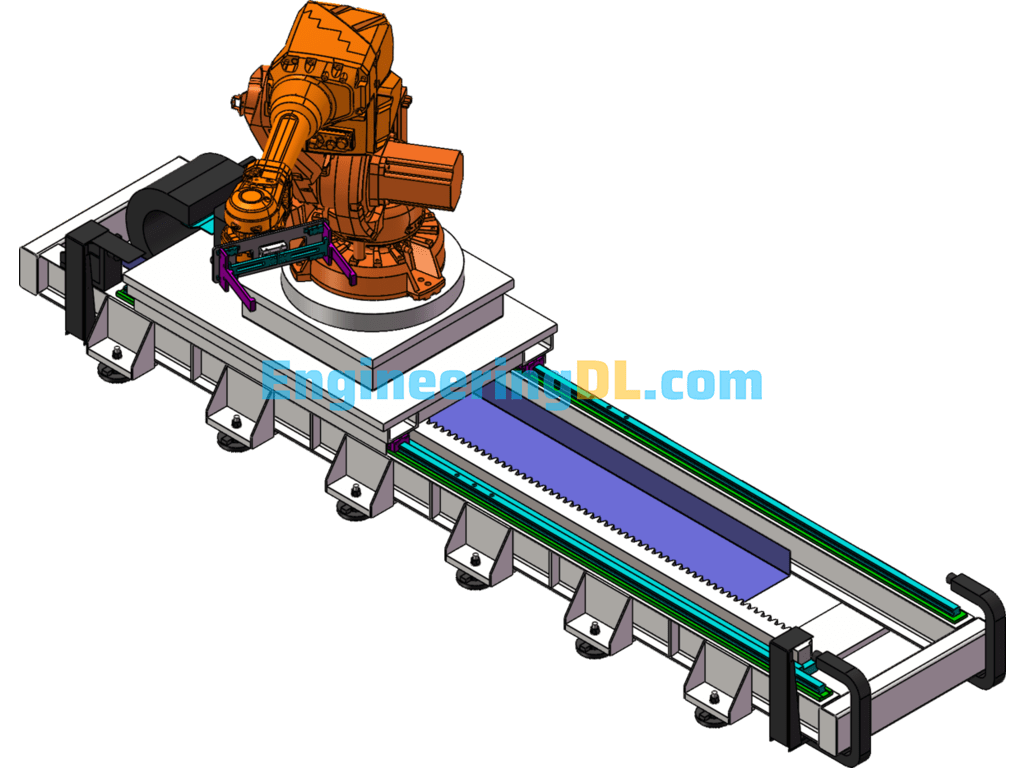 Robot Mobile Floor Rails SolidWorks, 3D Exported Free Download
