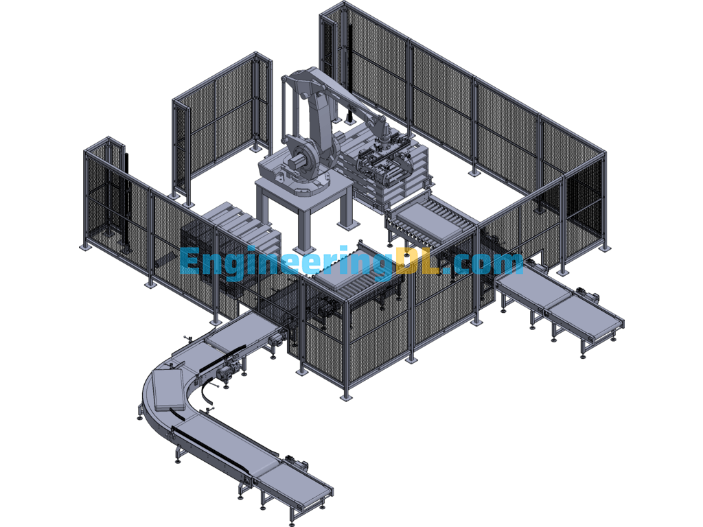 Robotic Automatic Palletizing Bagging Fixture ABB Robotics 3D Exported Free Download