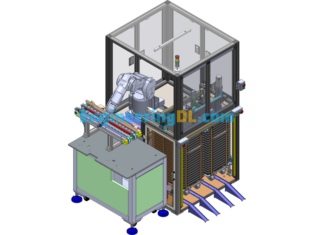 Manipulator Gripping Automatic Loading Machine (Produced With Detailed PPT Engineering Drawings And BOM Of Machined Parts Purchased From The Market) SolidWorks, 3D Exported Free Download