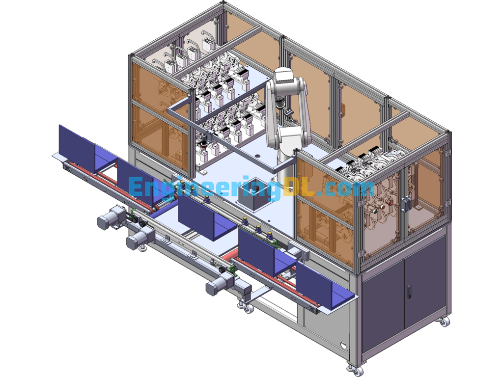 Robotic Labeling Machine (Accurate Label Picking-Dialing-Labeling Work) SolidWorks, 3D Exported Free Download