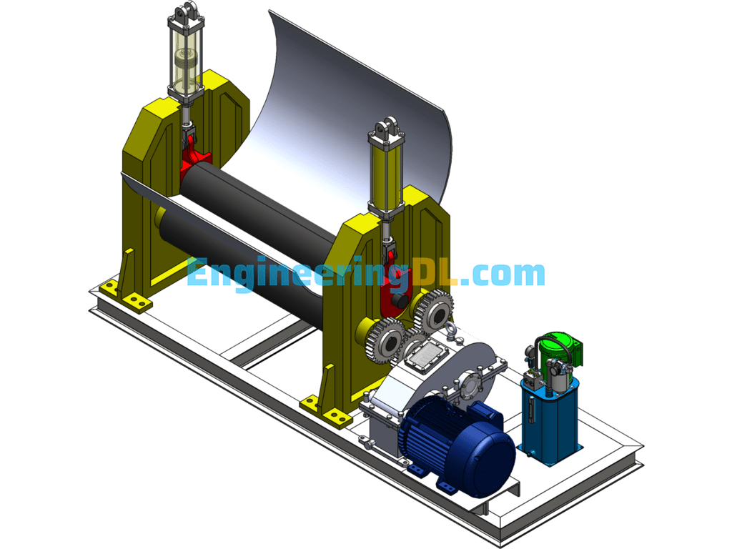 Plate Bending Machine, Various Steel Plate Material Rounding Equipment SolidWorks Free Download