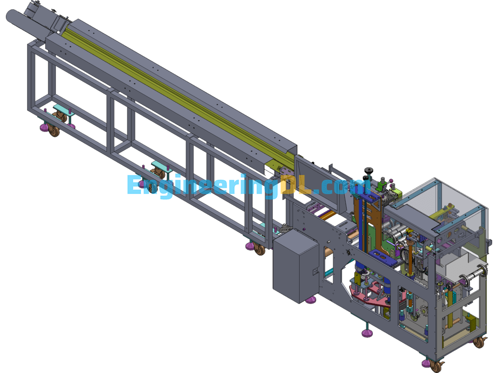 Pillow Packing Machine Assembly Line SolidWorks, 3D Exported Free Download