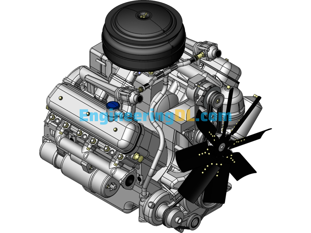 Diesel Engine 236 SolidWorks, 3D Exported Free Download