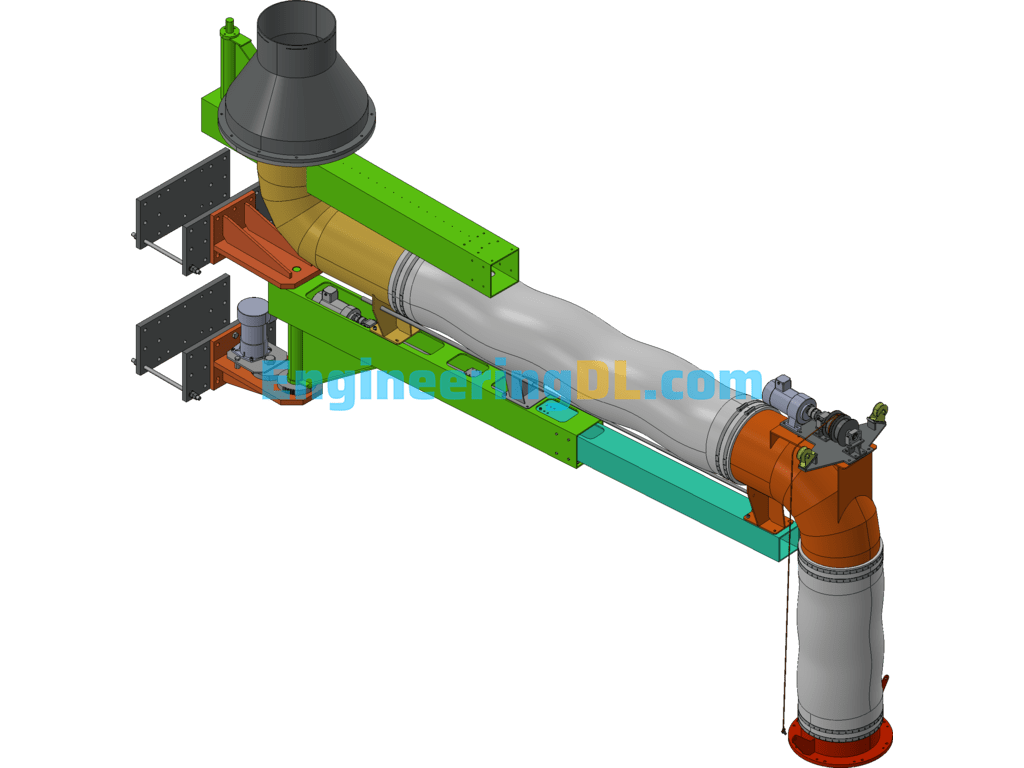 Rotatable Telescopic Smoke Exhaust Pipe Support Arm For Diesel Engines DN400 3D Exported Free Download