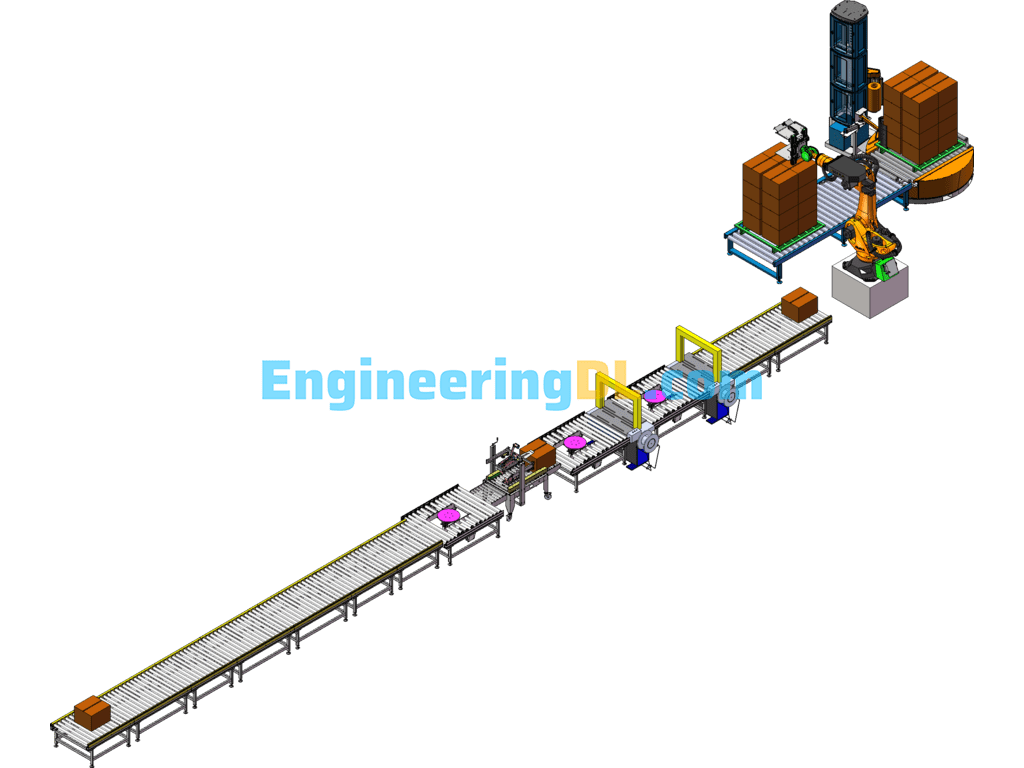 Diesel Engine Assembly Palletizing Line SolidWorks Free Download