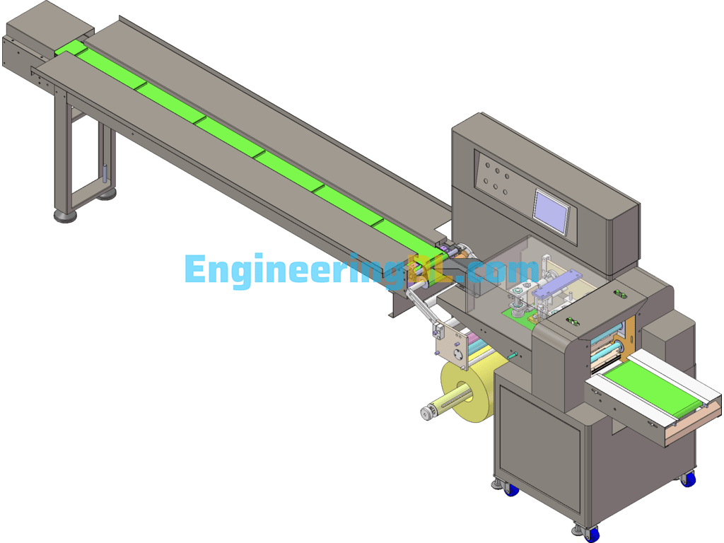 Standard 300 Pillow Packing Machine (Mask Packing Machine) SolidWorks, 3D Exported Free Download