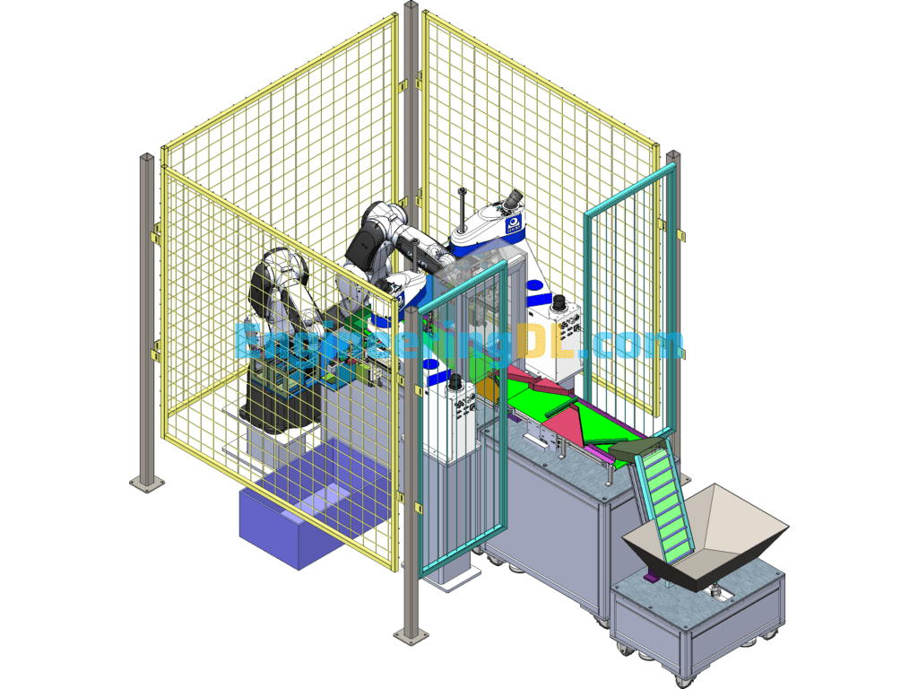Standard Mass Production Machine - Sorting And Packaging Of Various Small Parts (BOM Action Timing Chart Action Flow Is Available Inside The Production) SolidWorks, 3D Exported Free Download