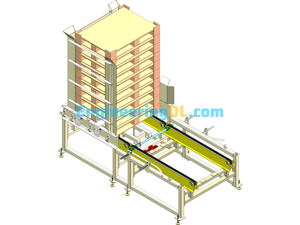Pallet Automatic Depalletizer SolidWorks, 3D Exported Free Download
