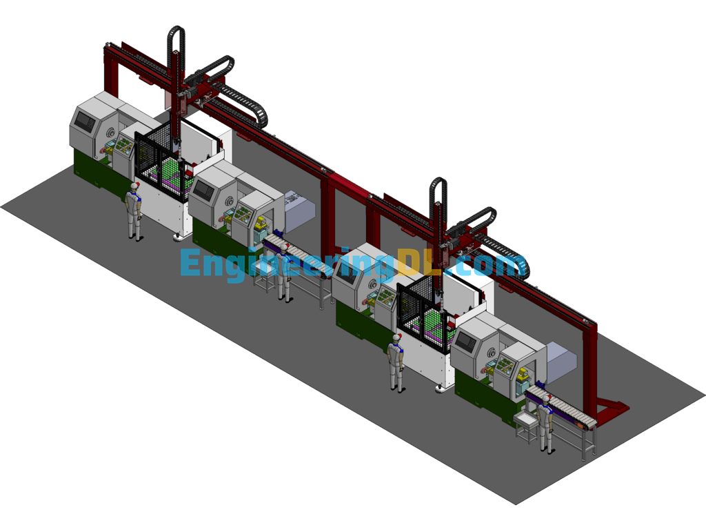 Automatic Loading And Unloading CNC Workshop For Truss Robot SolidWorks Free Download
