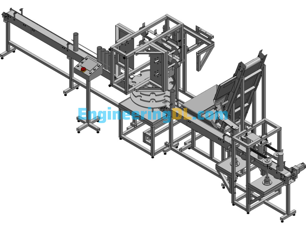 Automatic Filling And Capping Machine For Potato Chips In Barrel SolidWorks, 3D Exported Free Download