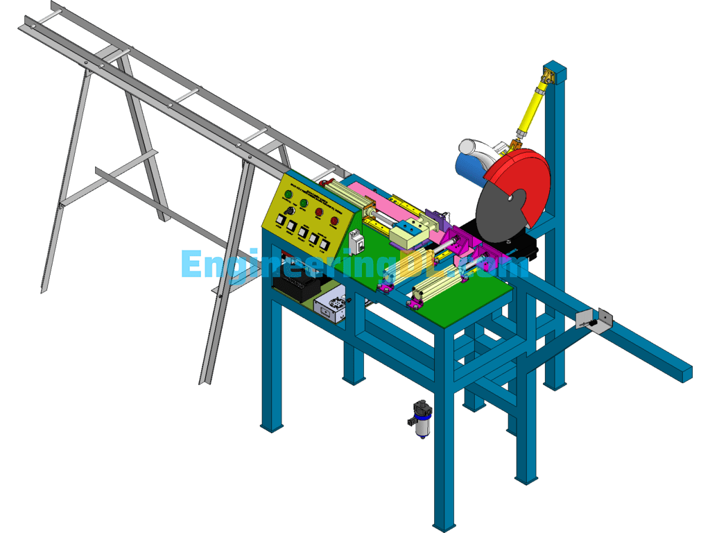Bar Cutting Machine SolidWorks, 3D Exported Free Download