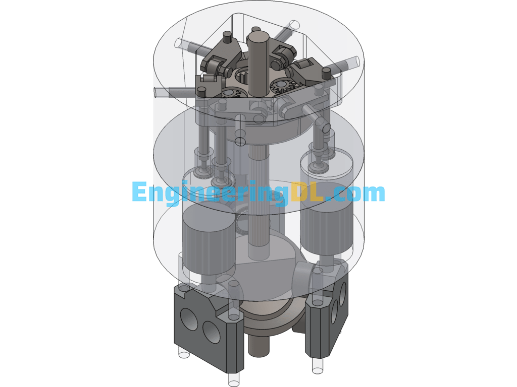 Concept Axial Engine Assembly Body SolidWorks, 3D Exported Free Download