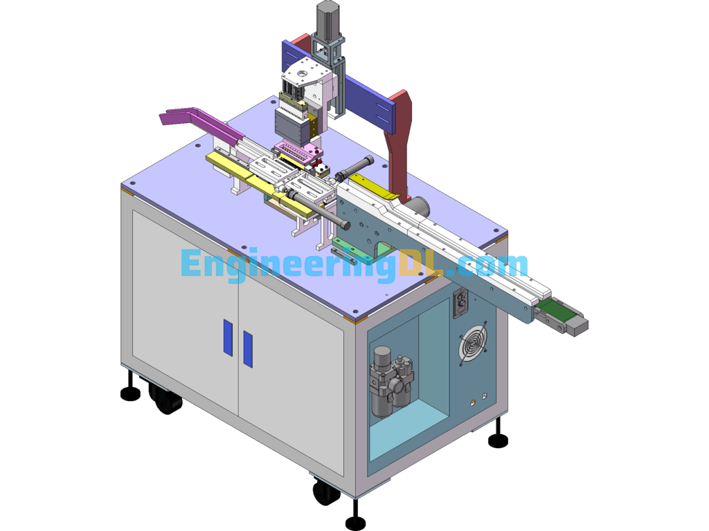 Modular Single Station Gluing Automatic Machine SolidWorks, 3D Exported Free Download