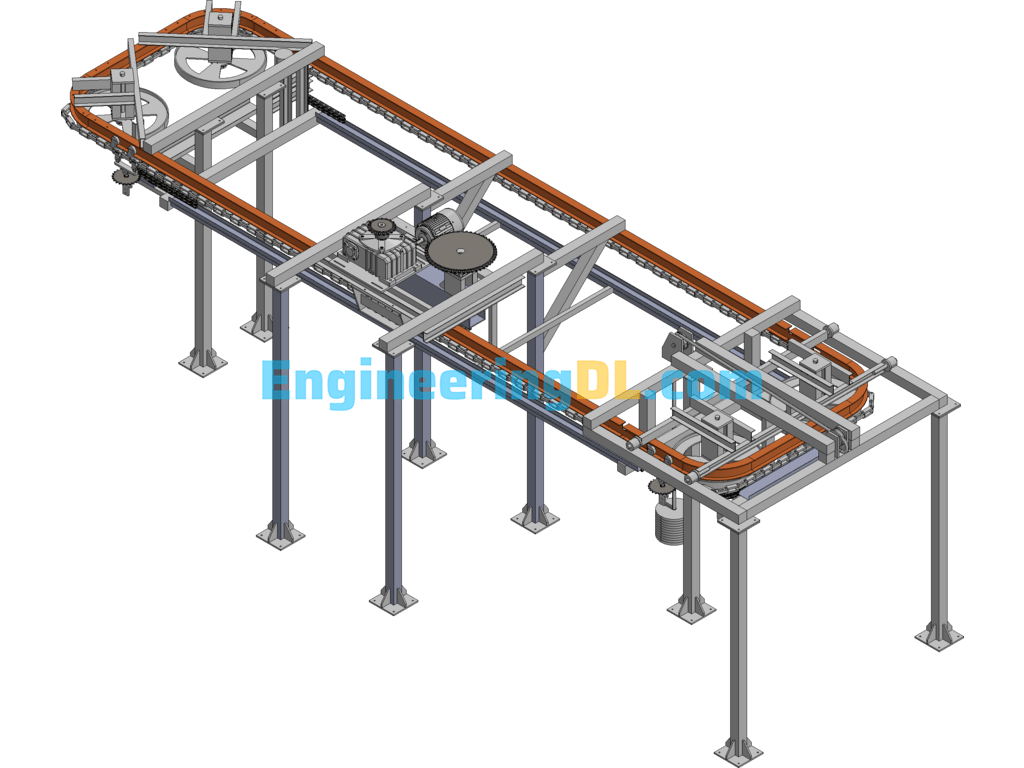 Die Forging Chain Driven Suspension Conveyor Design SolidWorks, 3D Exported Free Download