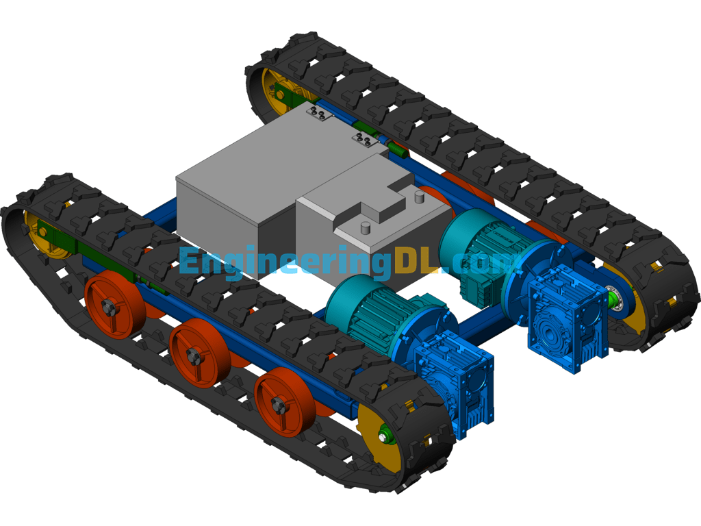 Rubber Tracked Chassis Model SolidWorks, 3D Exported Free Download