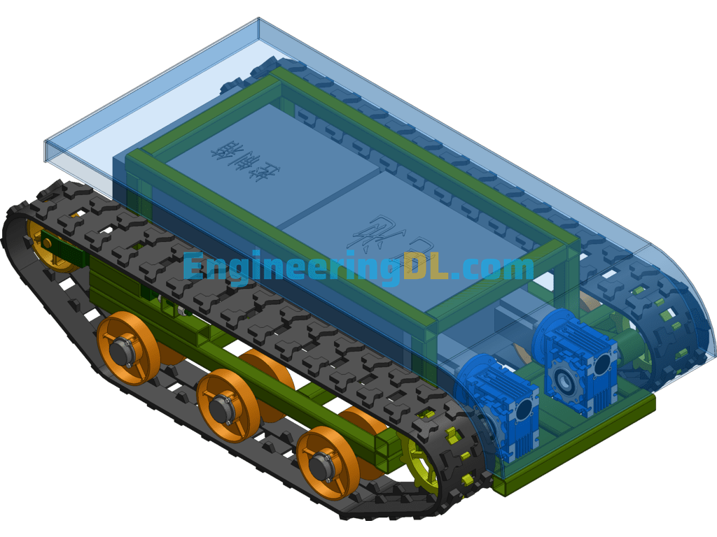 Rubber Tracked Chassis Model SolidWorks, 3D Exported Free Download