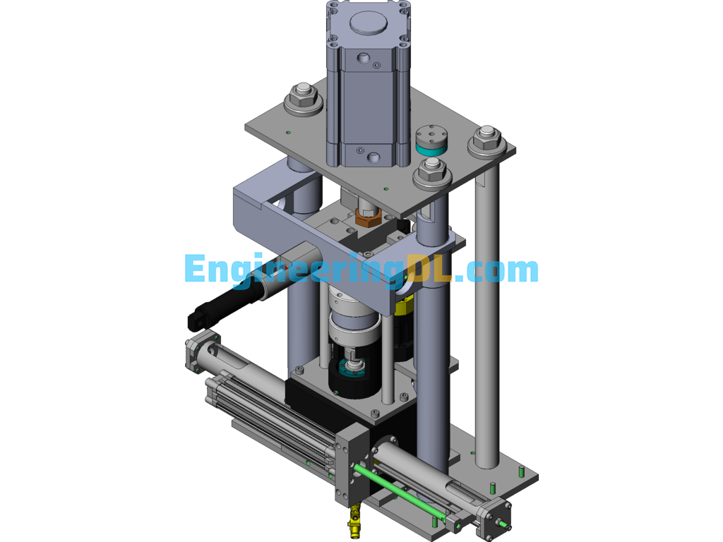 Pneumatic Clamping And Rotating Mechanism SolidWorks, 3D Exported Free Download