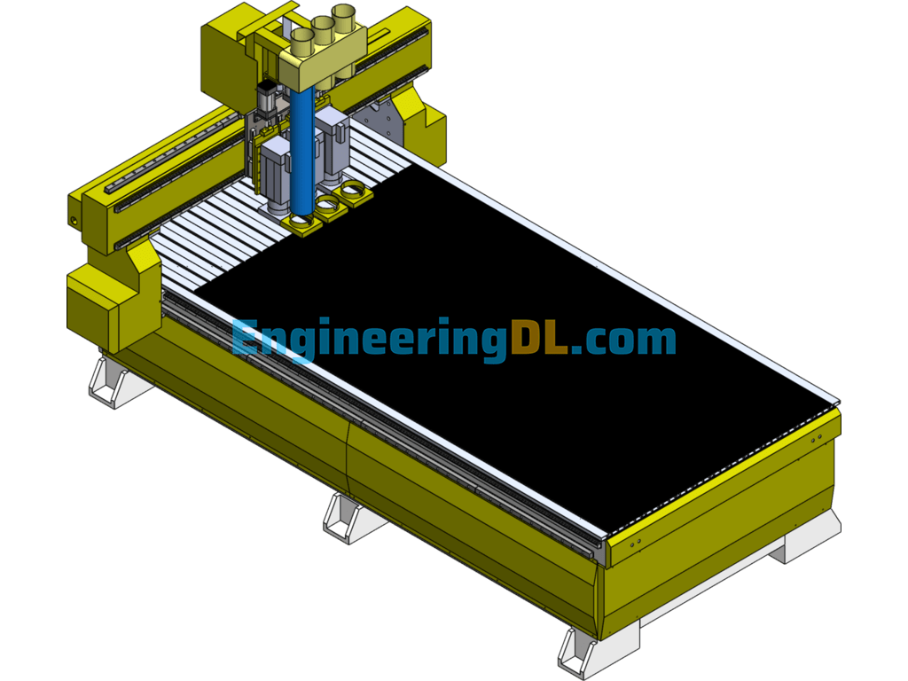 Cylinder Three Head Tool Changer Engraving Machine SolidWorks Free Download