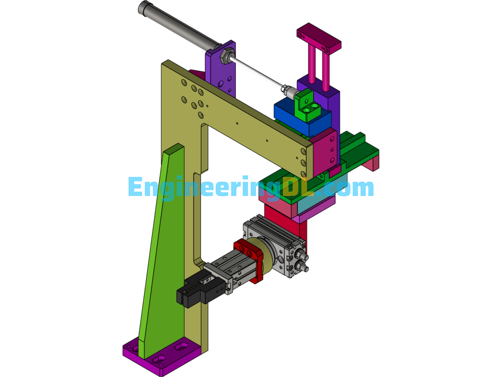 Cylinder Combination Front And Rear Left And Right Up And Down Clamping Rotation Structure SolidWorks, 3D Exported Free Download