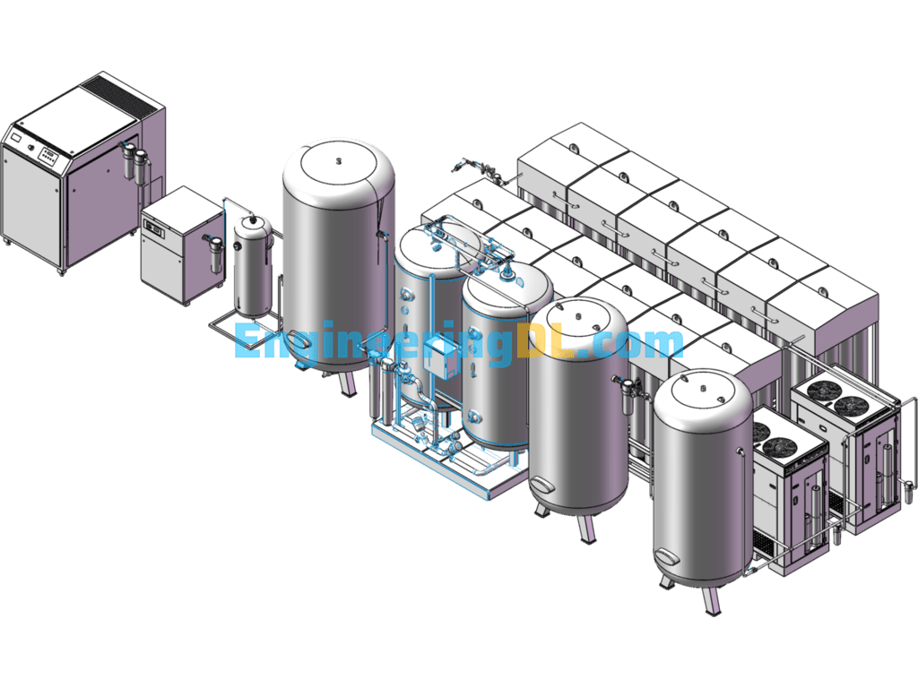 Nitrogen Generator Equipment Complete System SolidWorks, 3D Exported Free Download