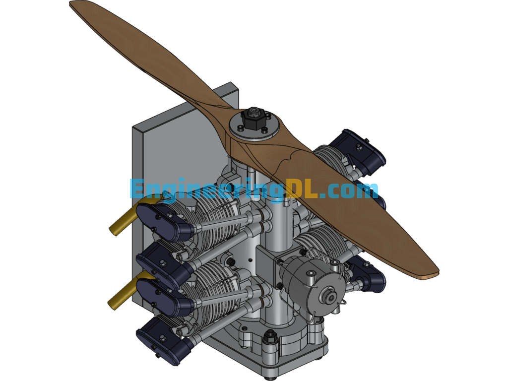 Horizontally Opposed Engine (Four Cylinders) SolidWorks Free Download