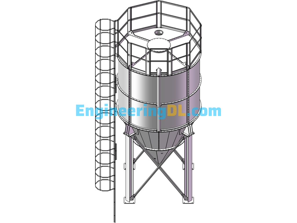 Cement Silo SolidWorks, 3D Exported Free Download