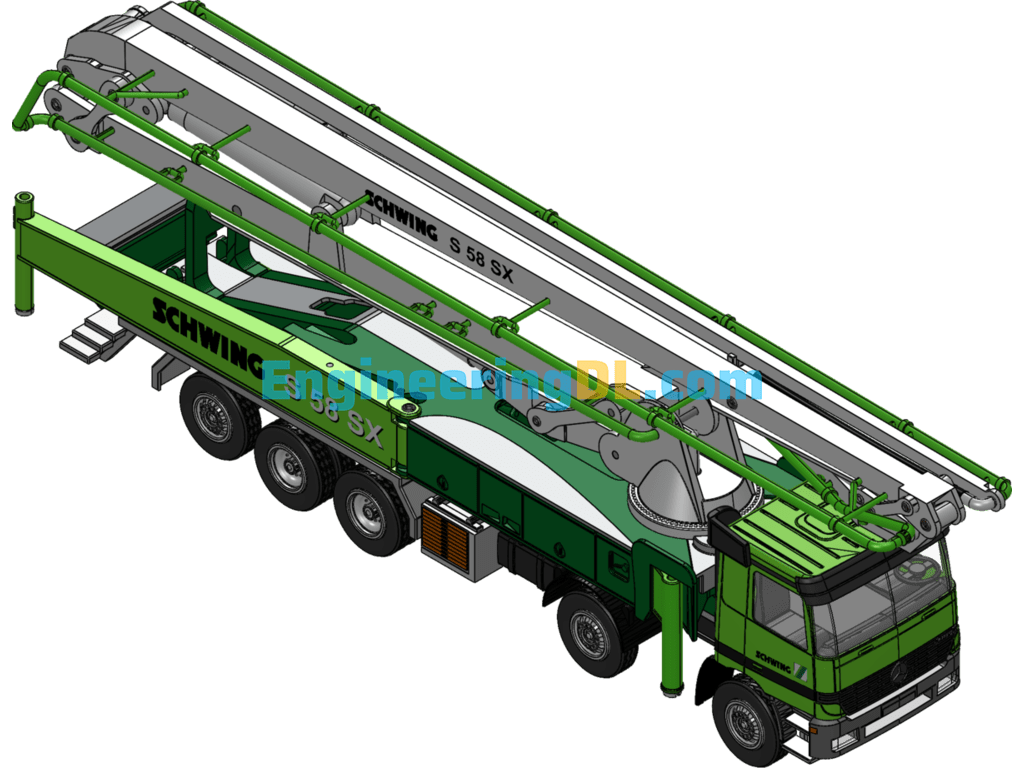 Cement Pouring Truck, Concrete Pump Truck SolidWorks Free Download