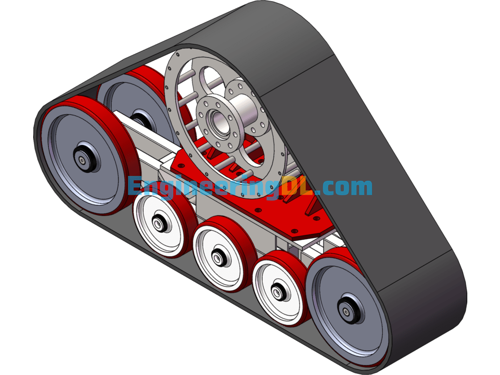 Car, Small Tractor Rubber Triangle Track Wheel Design Drawings 3D Model SolidWorks, 3D Exported Free Download
