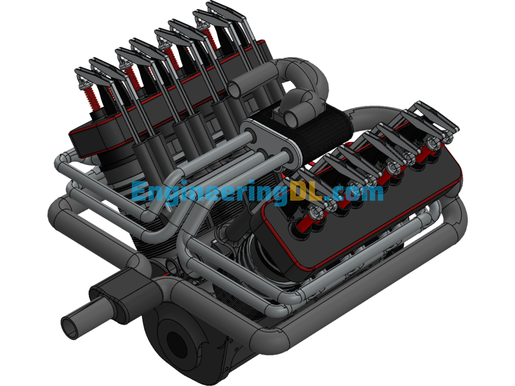 Car V8 Engine SolidWorks Free Download