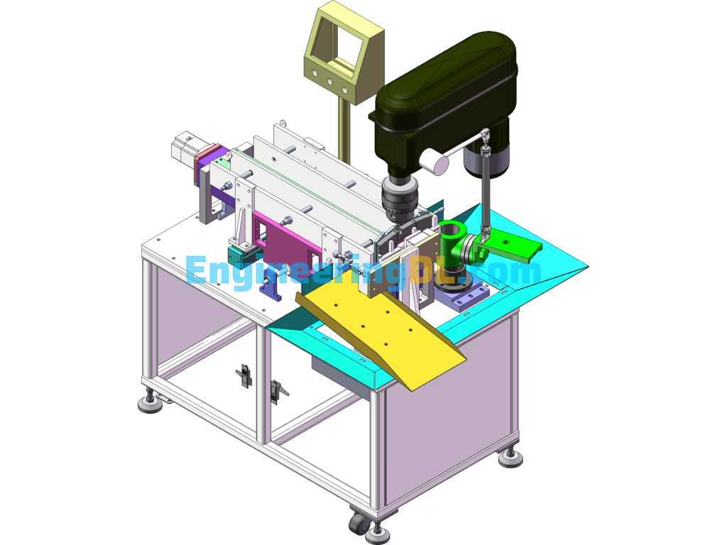 Auto Brake Pad Drilling Machine SolidWorks, 3D Exported Free Download