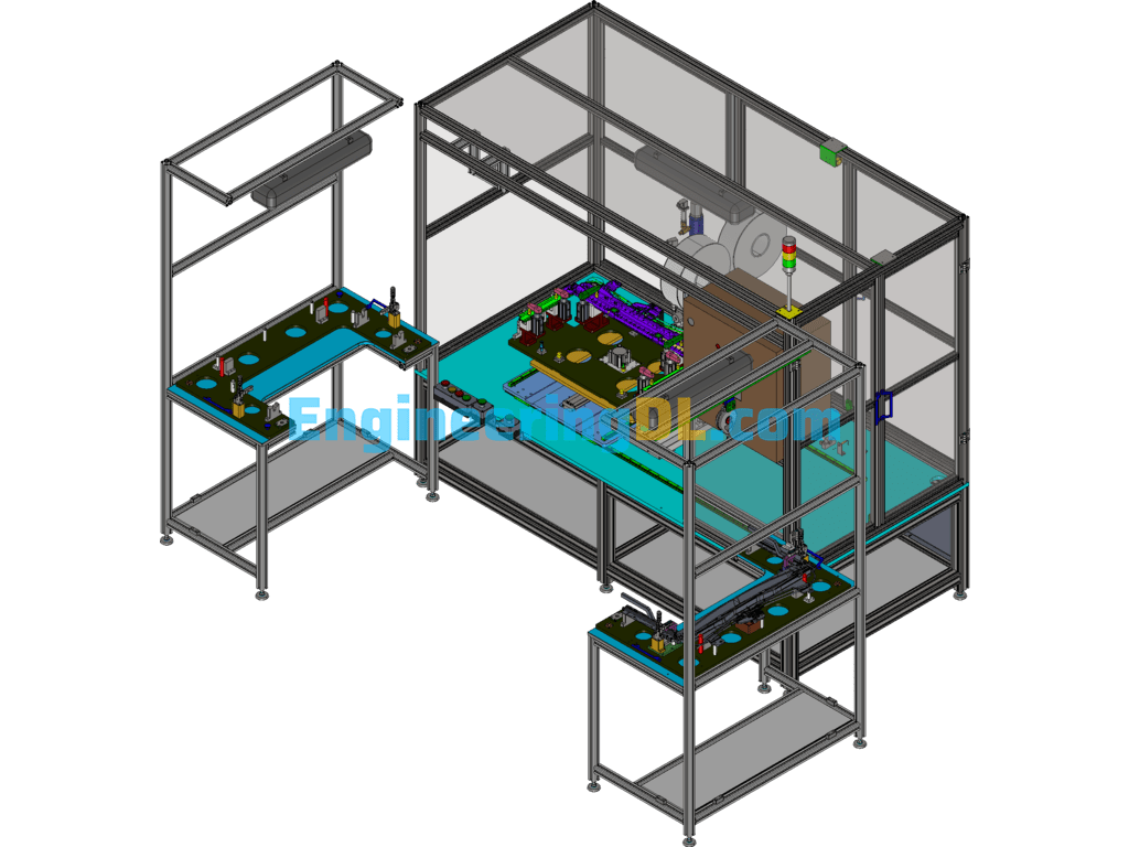 Auto Sunroof Assembly Line PA40 (Sunroof OFFLINE Rail Riveting Station) SolidWorks Free Download