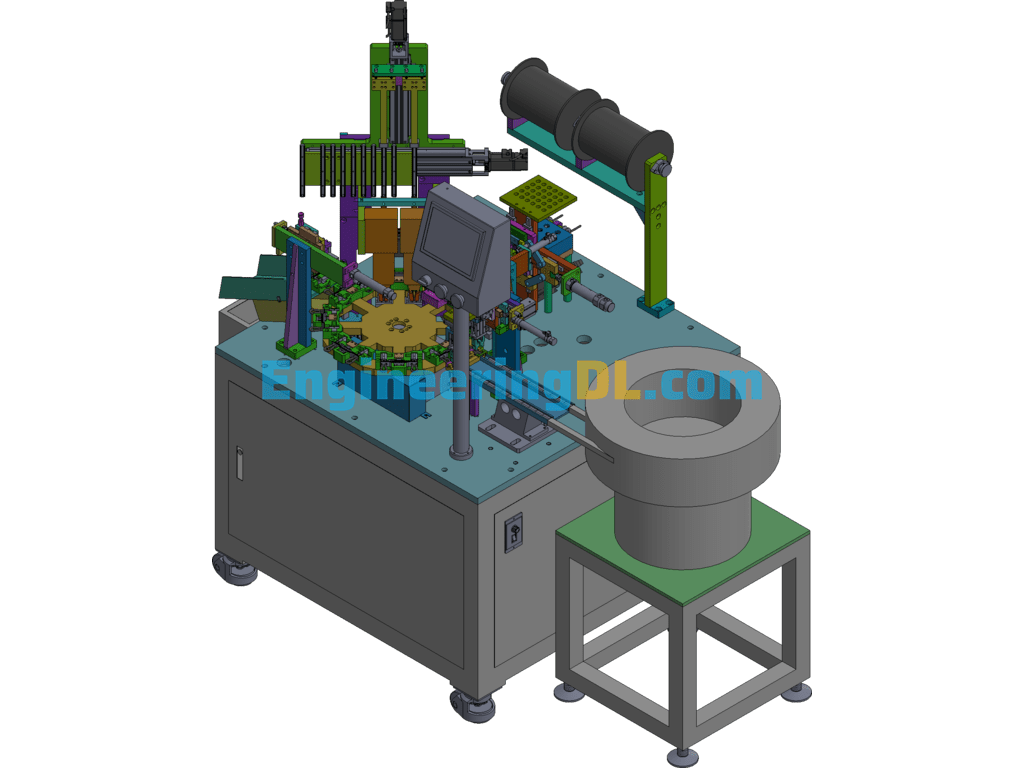 Automatic Assembly Machine For Auto Airbag Parts SolidWorks, 3D Exported Free Download