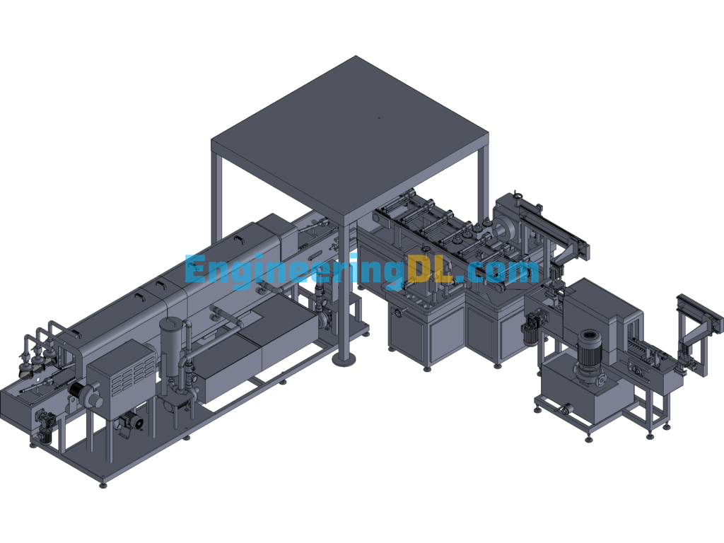 Automotive Long Bell Housing Cleaning And Inspection Line 3D Exported Free Download