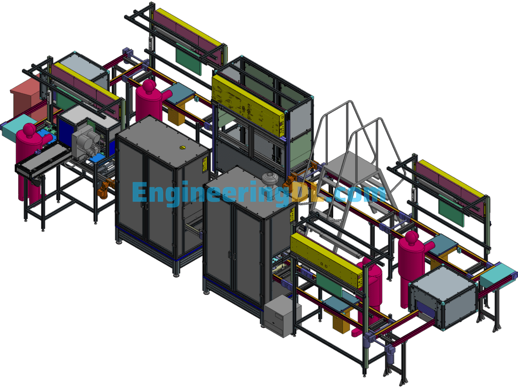 3D Model Of Flow Production Line 3D Exported Free Download