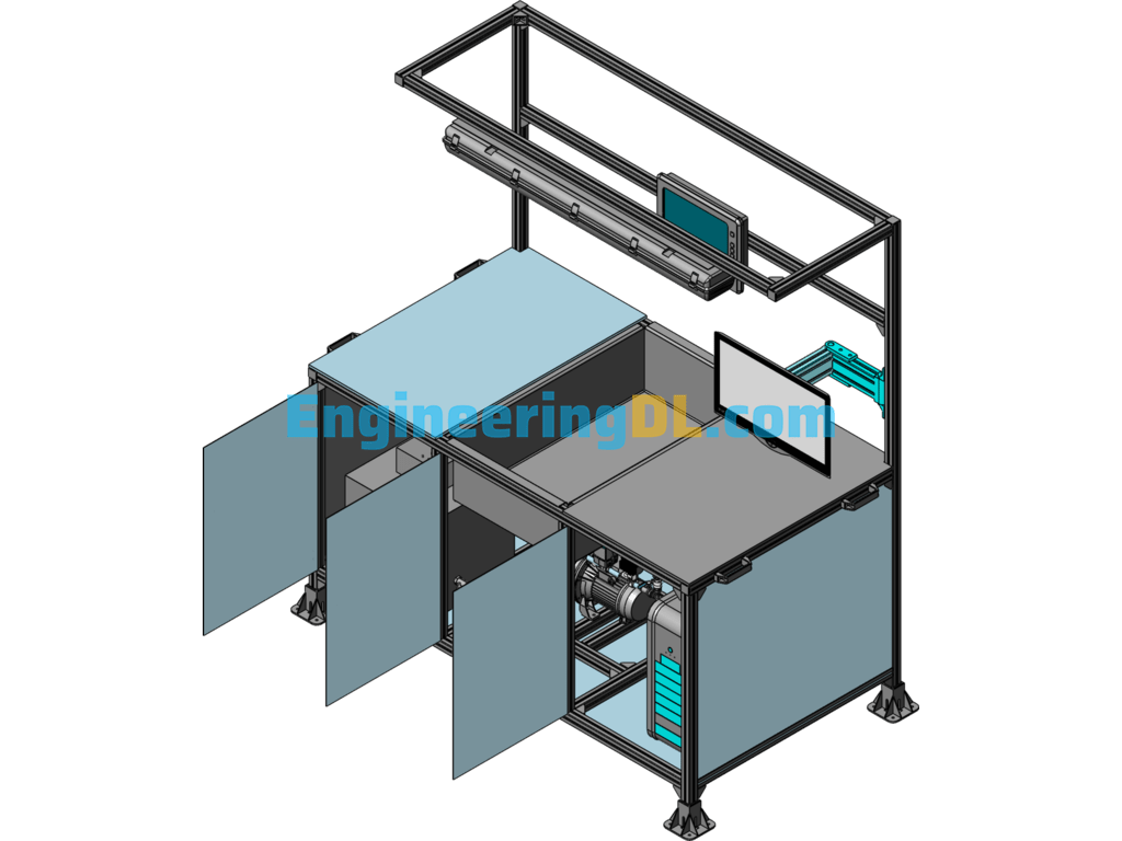 Test Test Bench 3d Model SolidWorks, 3D Exported Free Download