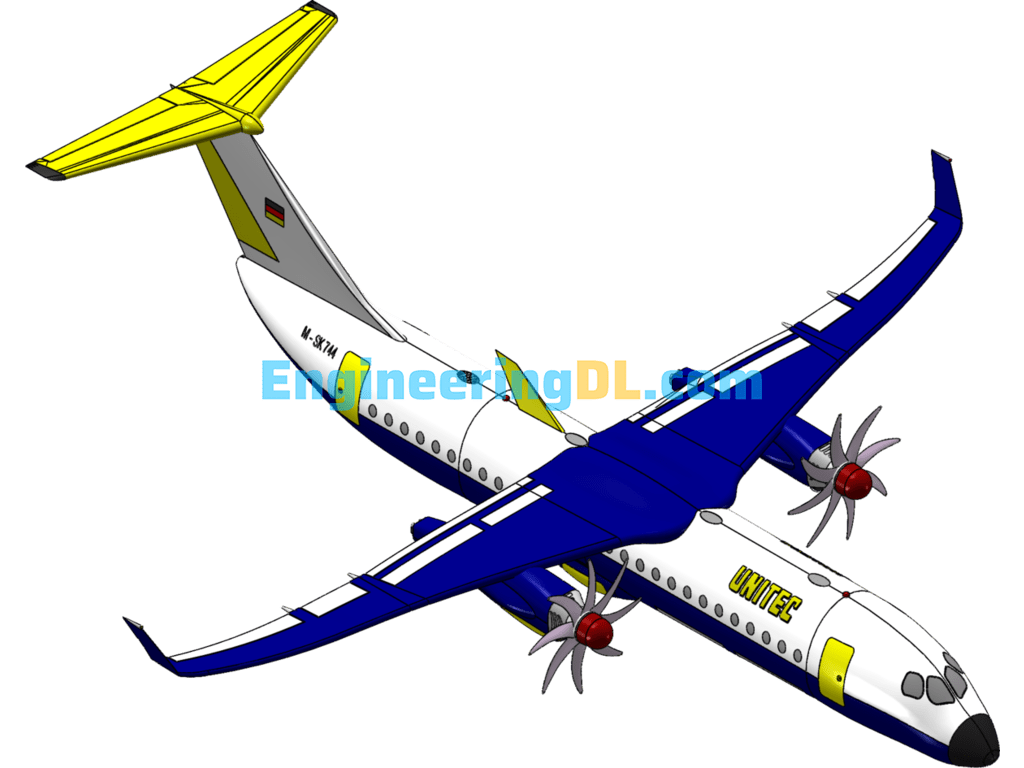 Turboprop Aircraft SolidWorks, 3D Exported Free Download