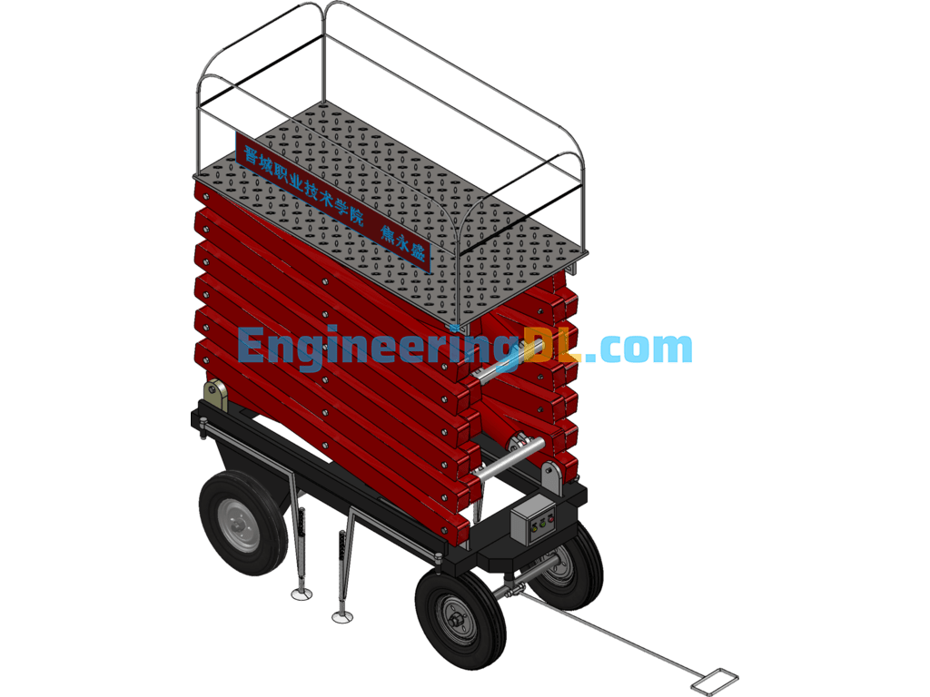 Hydraulic 4 Wheel Lift Platform SolidWorks Free Download